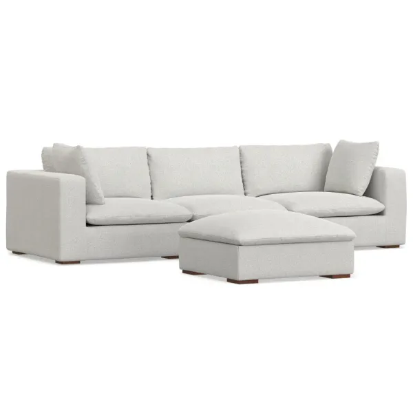 Jasmine - 3 Seater Sofa And Ottoman - Gray