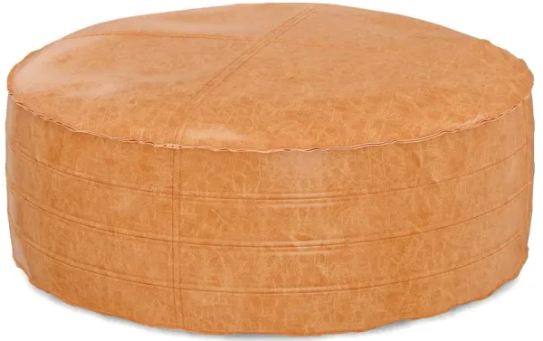 Brody - Round Coffee Table Pouf - Distressed Brown