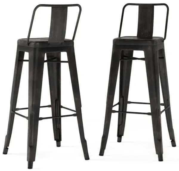 Rayne - Metal Bar Stool (Set of 2) - Distressed Black