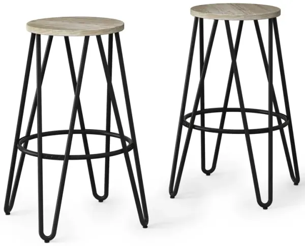 Simeon - Counter Height Stool With Wood Seat (Set of 2) - Natural / Black