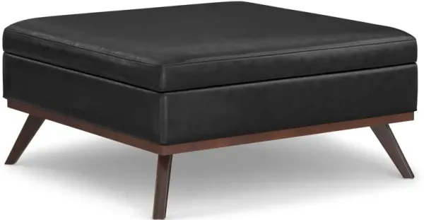 Owen - Extra Large Square Coffee Table Storage Ottoman - Distressed Black