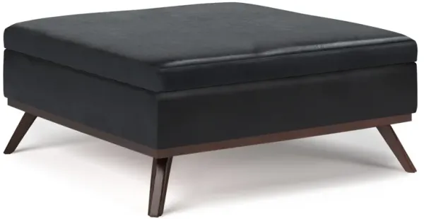 Owen - Square Coffee Table Storage Ottoman - Midnight Black