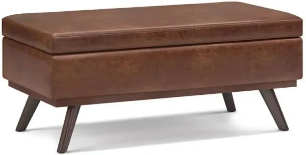 Owen - Lift Top Large Coffee Table Storage Ottoman - Distressed Saddle Brown