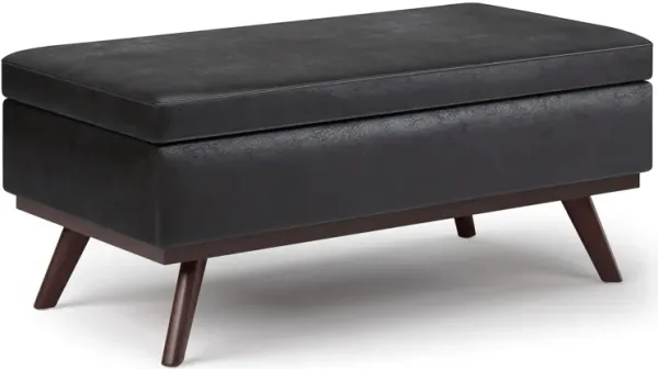 Owen - Lift Top Large Coffee Table Storage Ottoman - Distressed Black