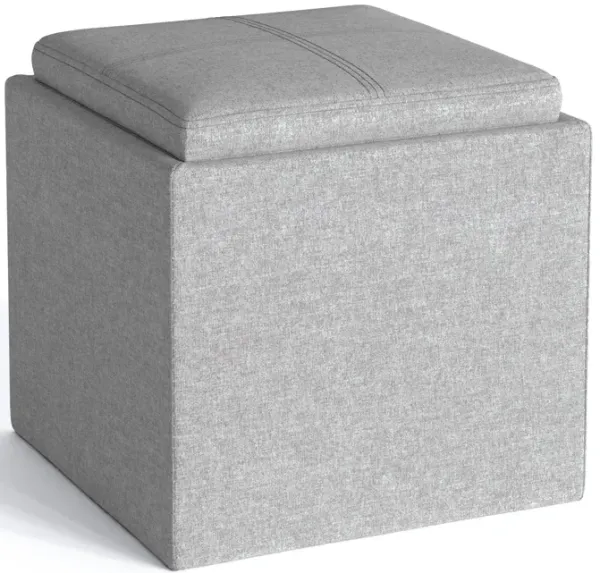 Rockwood - Cube Storage Ottoman With Tray - Cloud Gray