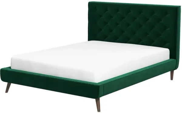 Dillon - Velvet Platform Bed Queen Size - Green