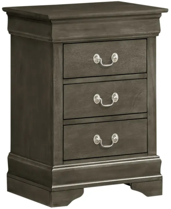Louis Phillipe - 3 Drawer Nightstand - Gray
