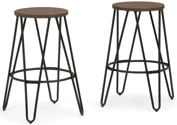 Simeon - Counter Height Stool With Wood Seat (Set of 2) - Cocoa Brown / Black