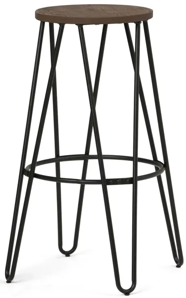 Simeon - Metal Bar Stool With Wood Seat - Cocoa Brown / Black