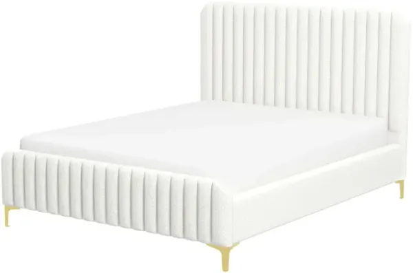 Valery - Queen Size Platform Bed - Cream