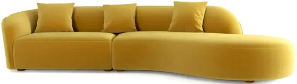 Elijah - Japandi Style Curvy Sectional Sofa - Yellow