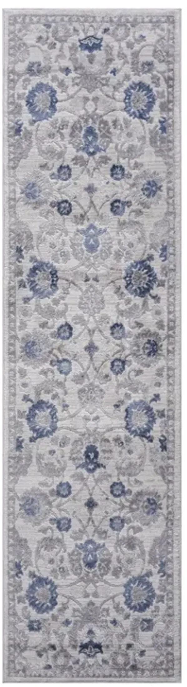 Marfi - 2' X 8' Oriental Runner Rug - Blue / Silver