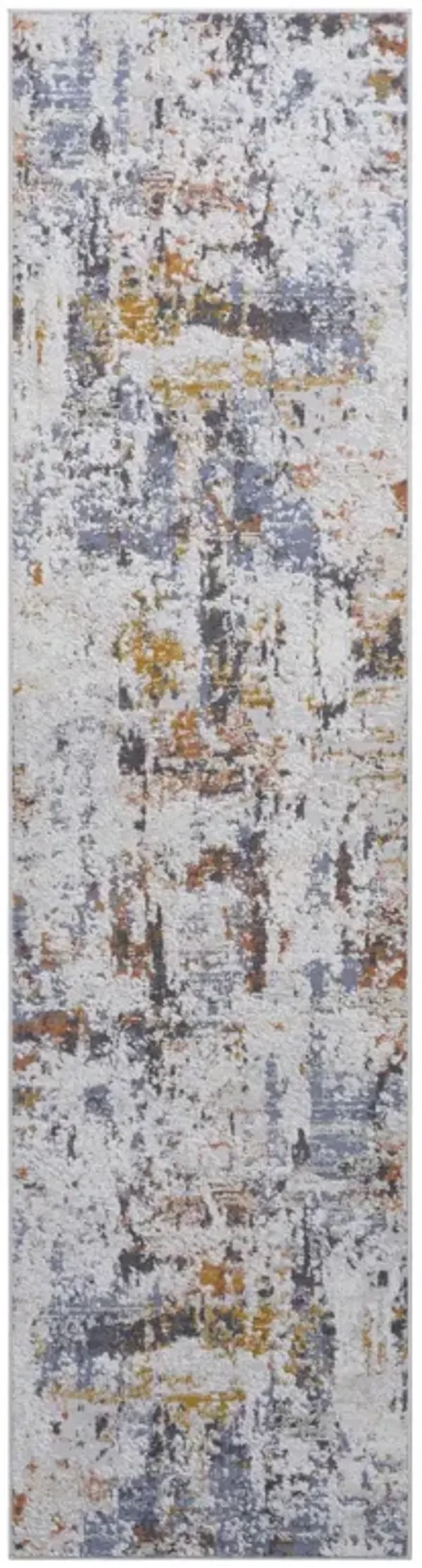 Payas - 2' X 8' Abstract Runner Rug - Ivory / Blue
