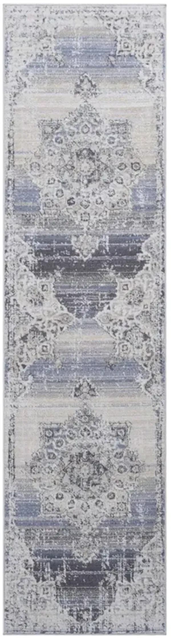 Payas - 2' X 8' Medallion Runner Rug - Cream / Blue