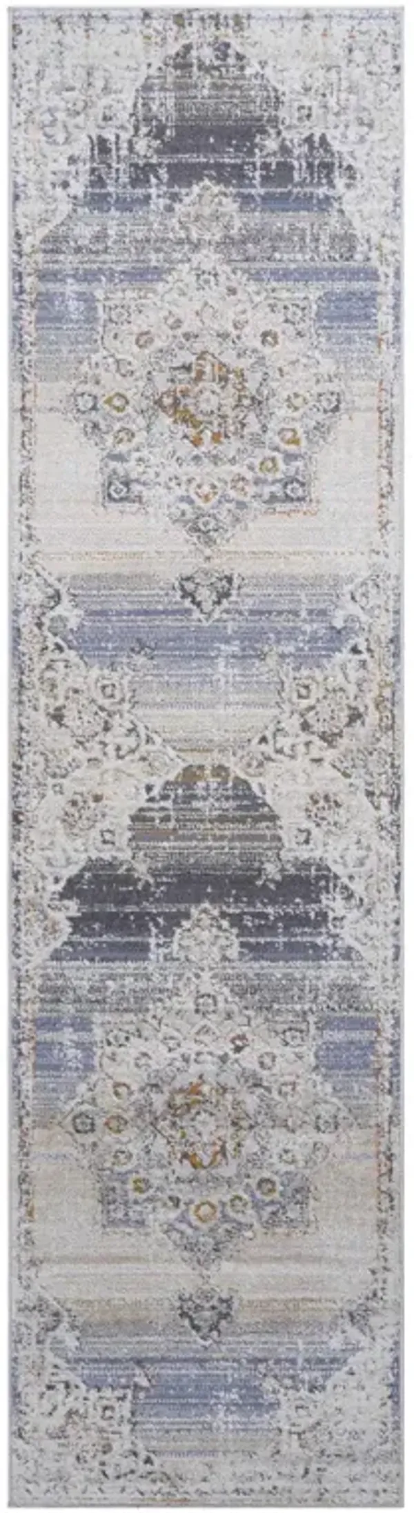 Payas - 2' X 8' Medallion Runner Rug - Cream / Gold