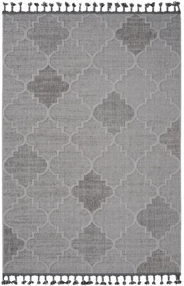 Guros - 5' X 7' Trellis Indoor / Outdoor Area Rug - White / Gray