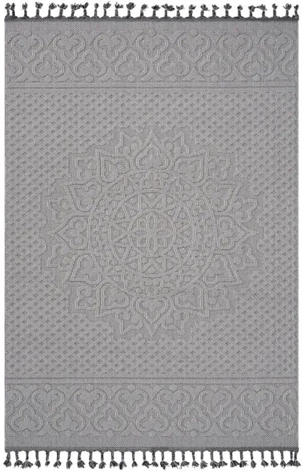 Guros - 6' X 9' Medallion Indoor / Outdoor Area Rug - White / Ivory