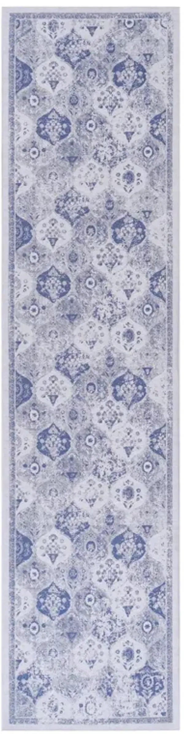 Maval - 2'6'' X 10' Washable Runner Rug - Blue