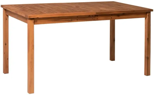 Contemporary Slat Top Outdoor Dining Table - Brown