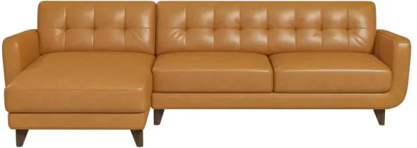 Allison - Left Facing Leather Sectional Sofa - Tan