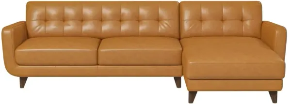Allison - Right Facing Leather Sectional Sofa - Tan