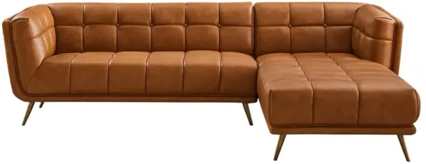 Addison - Right Sectional Leather Sofa - Cognac