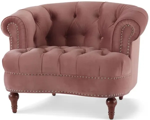 La Rosa - Victorian Tufted Upholstered Accent Chair - Ash Rose Pink