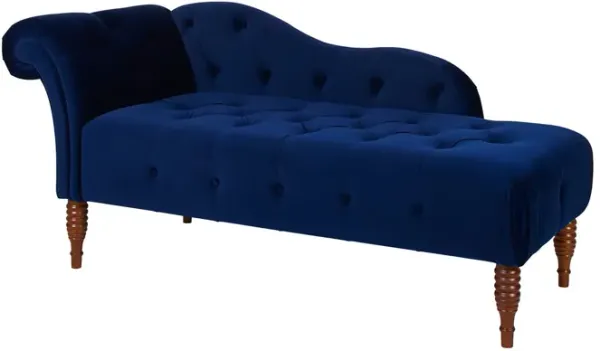 Samuel - Tufted Roll Arm Chaise Lounge - Navy Blue