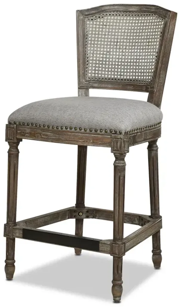 Triomphe - Rattan Wicker High Back Armless Counter Bar Stool - Heathered Gray