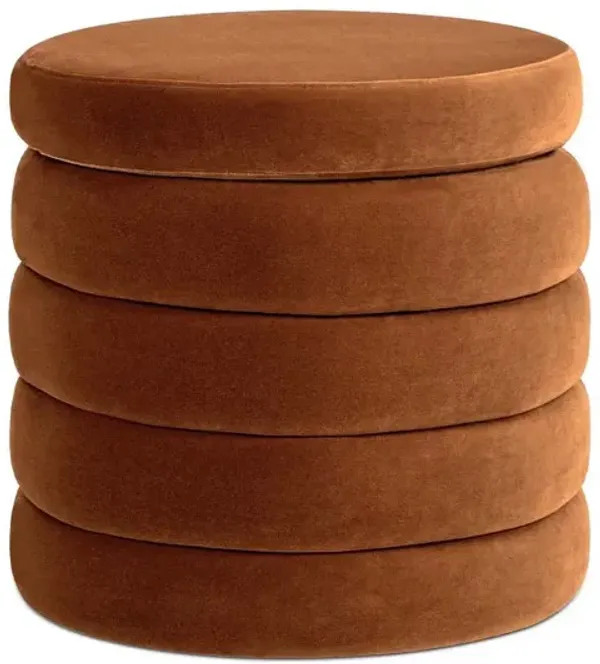 Fuji - Oversized Round Storage Ottoman - Burnt Orange
