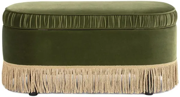 Serena - Oval Storage Bench Ottoman - Olive Green