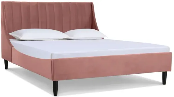 Aspen - Queen Vertical Tufted Headboard Platform Bed Set - Ash Rose Pink