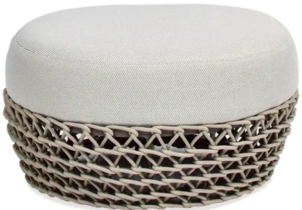 Willow - Round Upholstered Patio Ottoman - Beige
