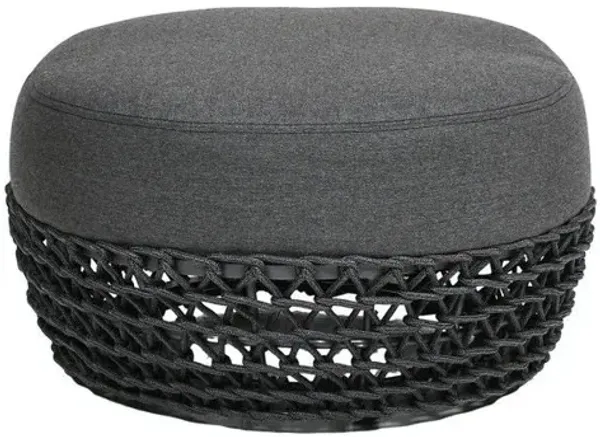 Willow - Round Upholstered Patio Ottoman - Graphite Gray / Black