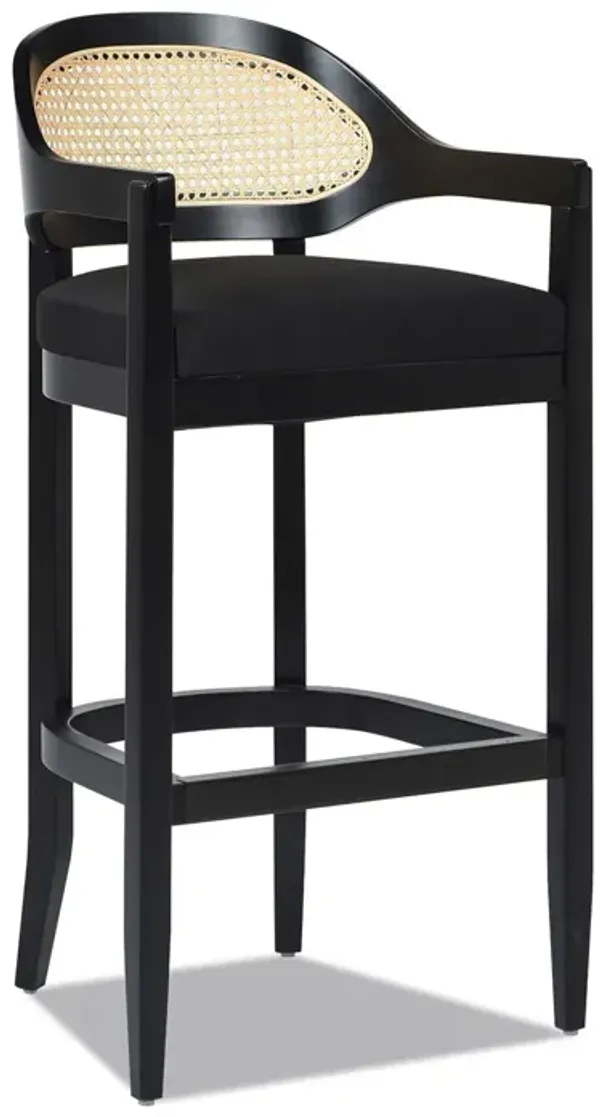 Americana - Mid-Century Modern Cane Back Bar Stool - Jet Black