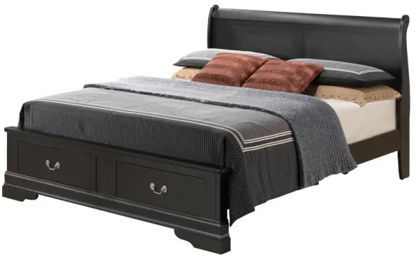 Louis Phillipe - Full Storage Elegant Bed - Black