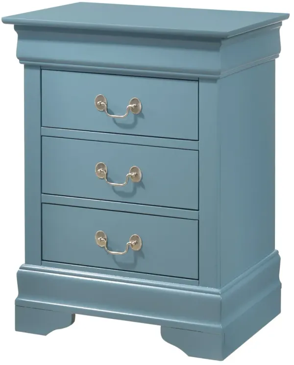 Louis Phillipe - 3 Drawer Nightstand - Teal