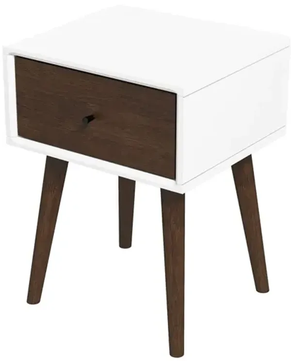Avery - Night Stand 1 Drawer - Dark Brown / White