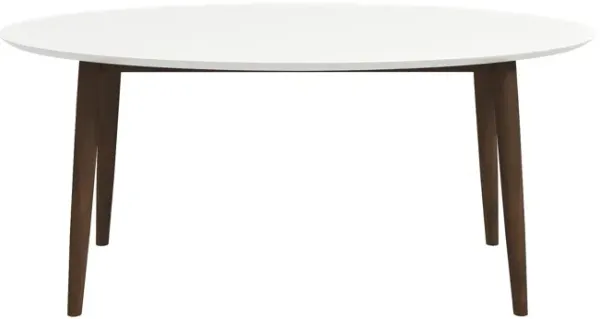 Ada - Mid-Century Modern Style Top Oval Dining Table - Brown / White