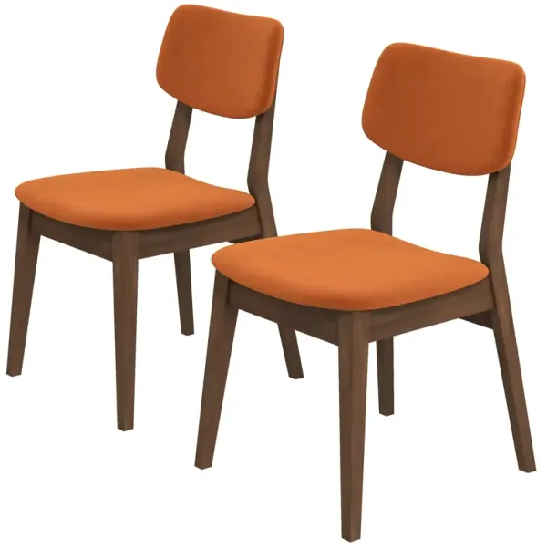 Carlos - Solid Back Side Chair (Set of 2) - Brown / Burnt Orange