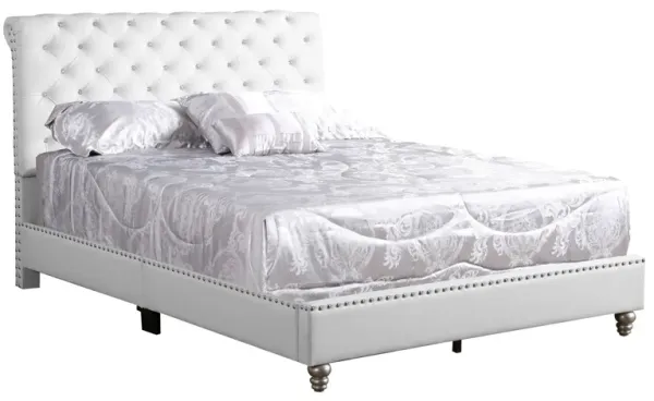 Tufted Transitional Upholstered Bed - White