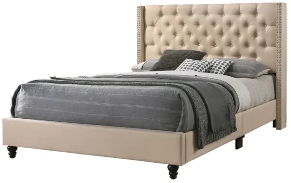 King Upholstered Transitional Bed - Beige