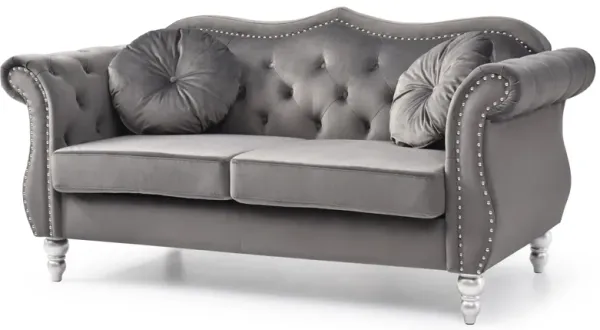 Cozy Transitional Flared Arm Loveseat - Dark Gray