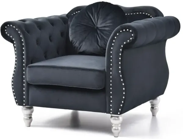 Chic Transitional Flared Arm Chair - Black