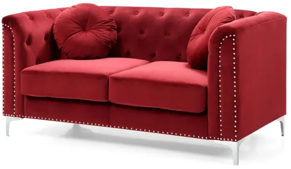 Elegant Contemporary Loveseat - Burgundy