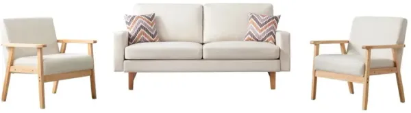 Bahamas - Sofa And 2 Chairs With 2 Throw Pillows - Beige
