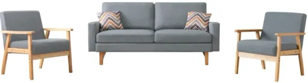 Bahamas - Sofa And 2 Chairs With 2 Throw Pillows - Gray