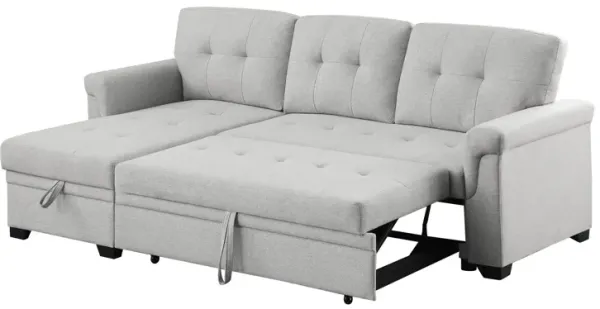 Sierra - Reversible Sleeper Sectional Sofa With Storage Chaise - Light Gray