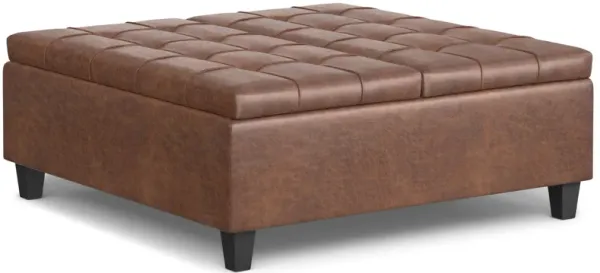 Harrison - Multifunctional Large Square Coffee Table Storage Ottoman - Brown