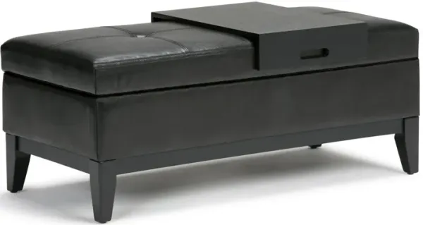 Oregon - Storage Ottoman Bench With Tray - Midnight Black